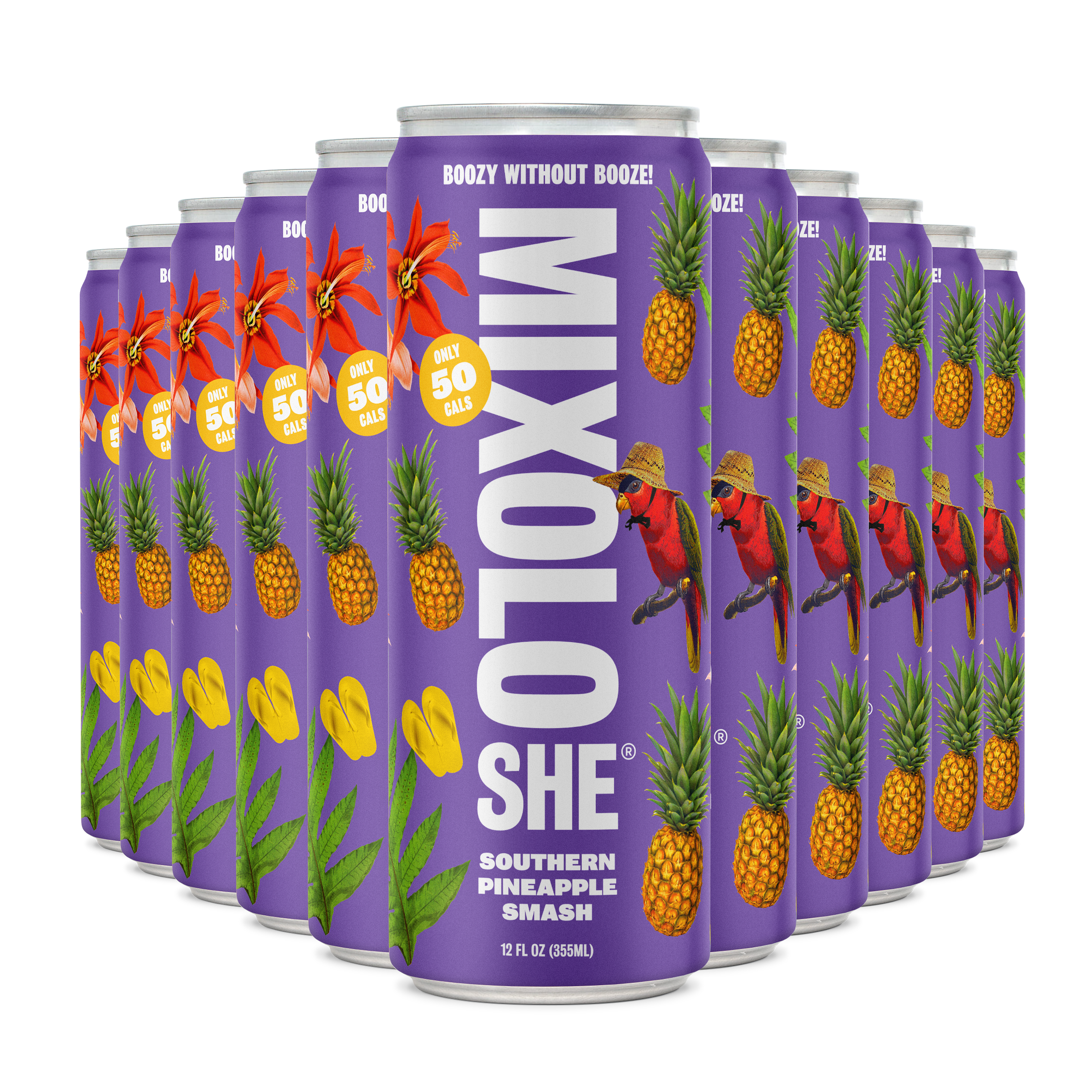 Mixoloshe Southern Pineapple Smash Non Alcoholic Low Calorie Cocktail 12-Pack