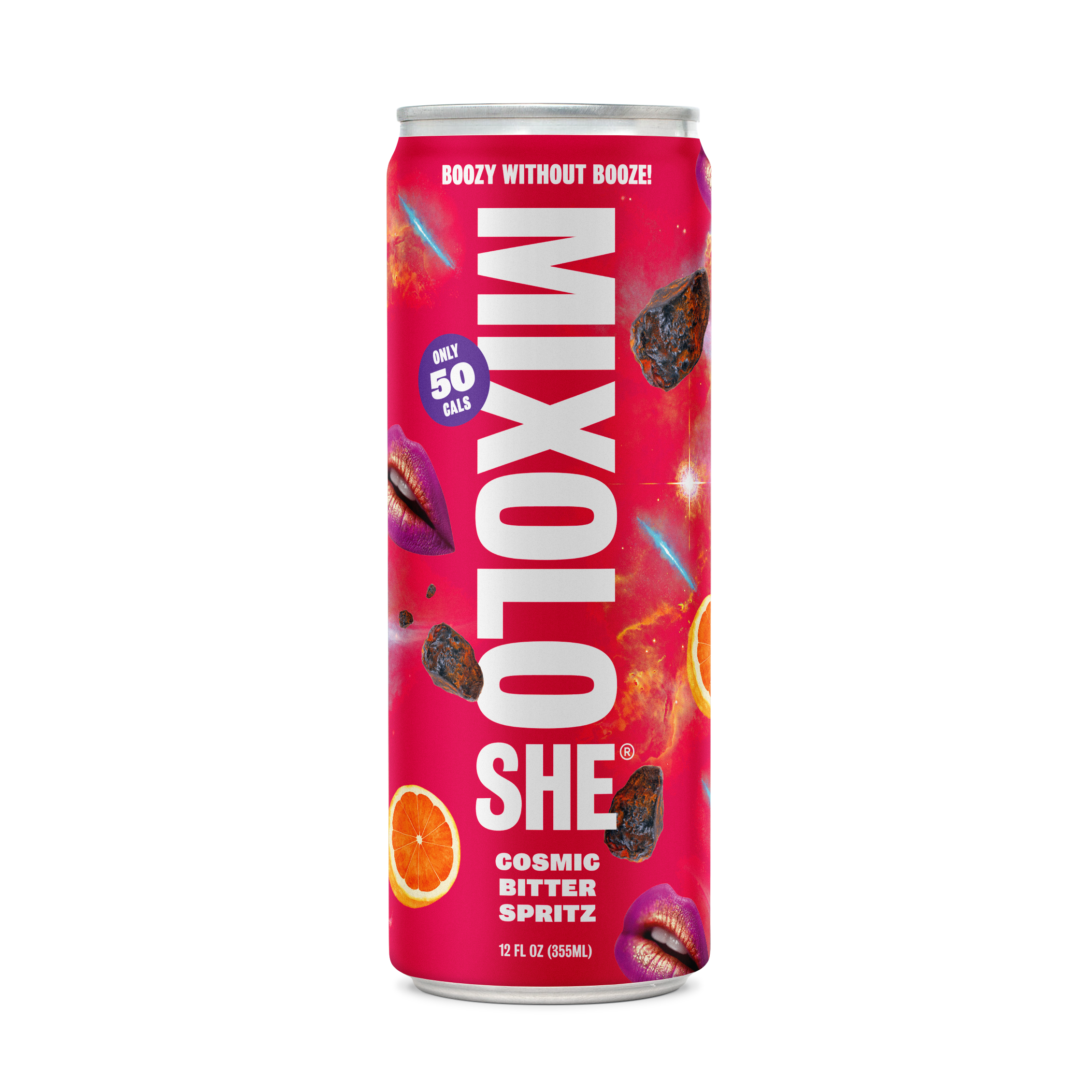 Mixoloshe Cosmic Bitter Spritz Non Alcoholic Low Calorie Cocktail Can Front